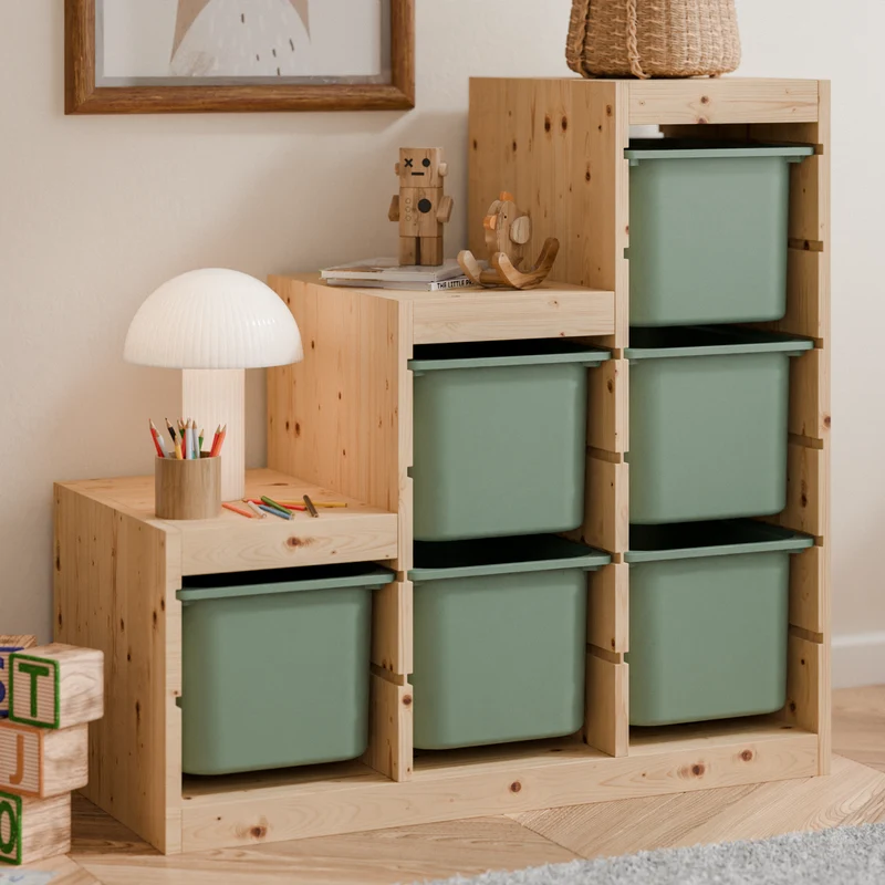 Große Box „TRÖVI“ für IKEA Trofast Regale - 42 x 30 x 23 cm in Weiß, Beige, Rosa und Eukalyptus