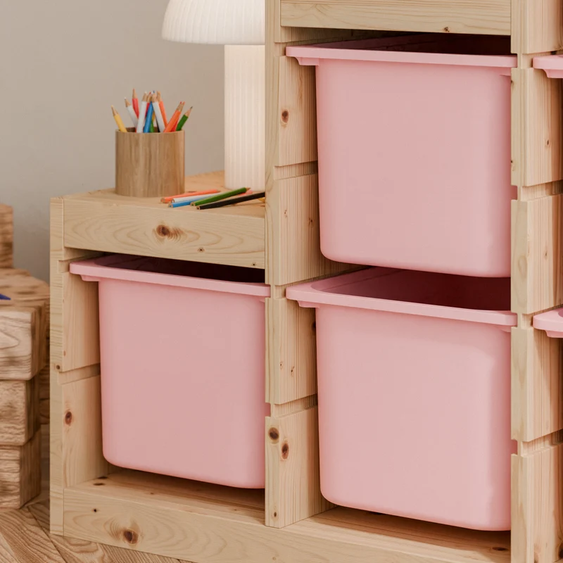Große Box „TRÖVI“ für IKEA Trofast Regale - 42 x 30 x 23 cm in Weiß, Beige, Rosa und Eukalyptus