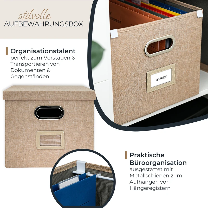 Kallax Box für Hängeregister DIN A4, Stoffbox für Hängemappen, 33 x 37,5 x 28cm