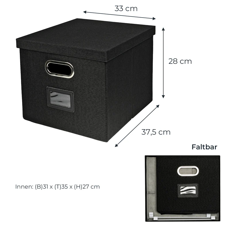 Kallax Box für Hängeregister DIN A4, Stoffbox für Hängemappen, 33 x 37,5 x 28cm