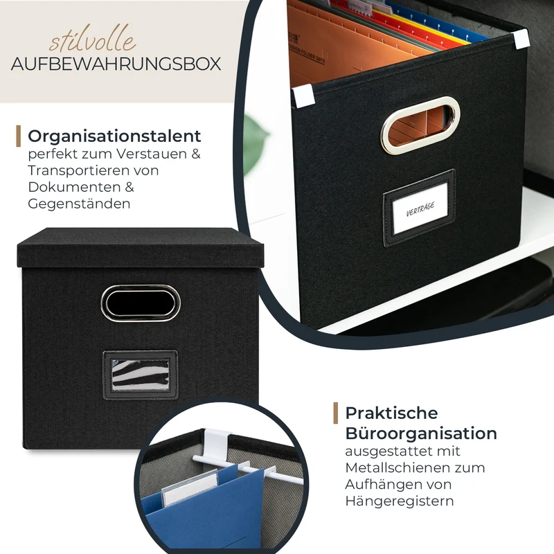 Kallax Box für Hängeregister DIN A4, Stoffbox für Hängemappen, 33 x 37,5 x 28cm
