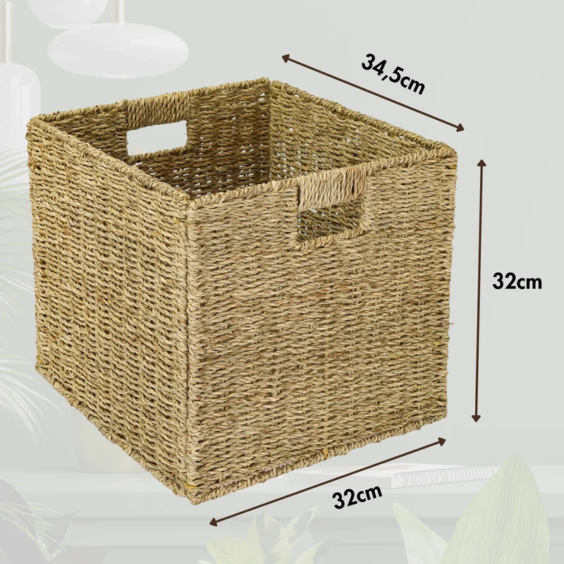 Korb für Kallax Regal aus Seegras 32 x 34,5 x 32cm, Flechtkorb