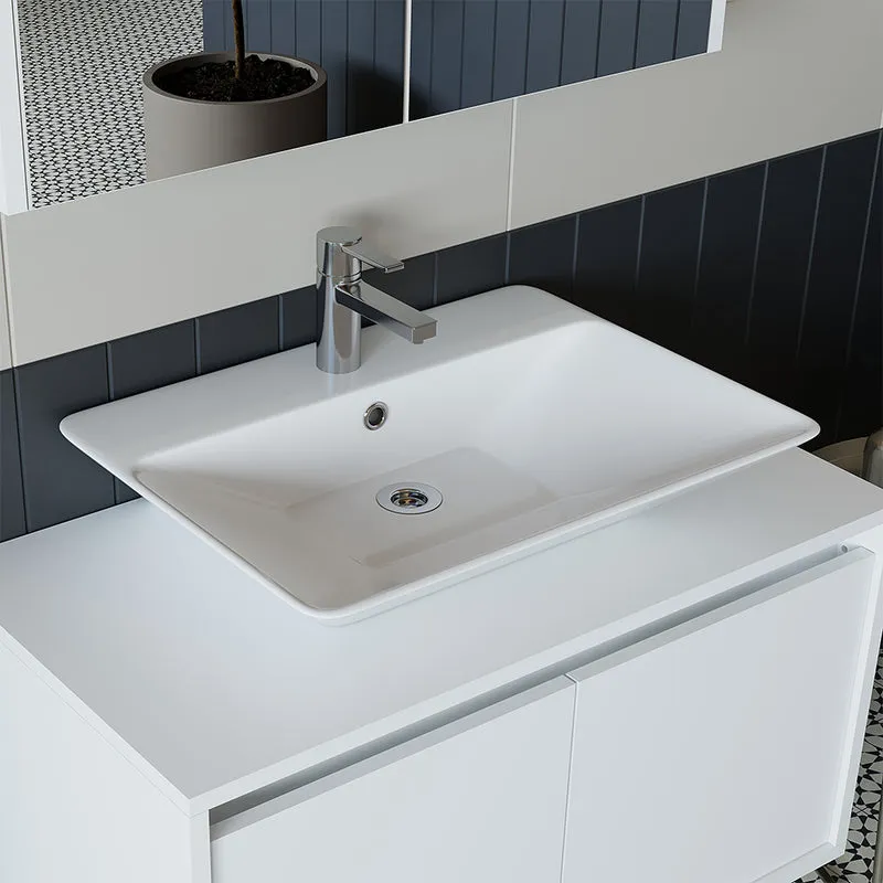 Roomart 3-teiliges Badmöbel-Set ATLANTIC, 85 cm, mit Aufsatzbecken und Spiegelschrank, in 5 Farben