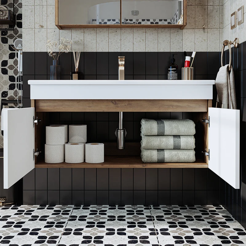 Roomart 4-delige badkamermeubelset ATRIA, 100 cm, met spiegelkast en kolomkast, in 4 kleuren
