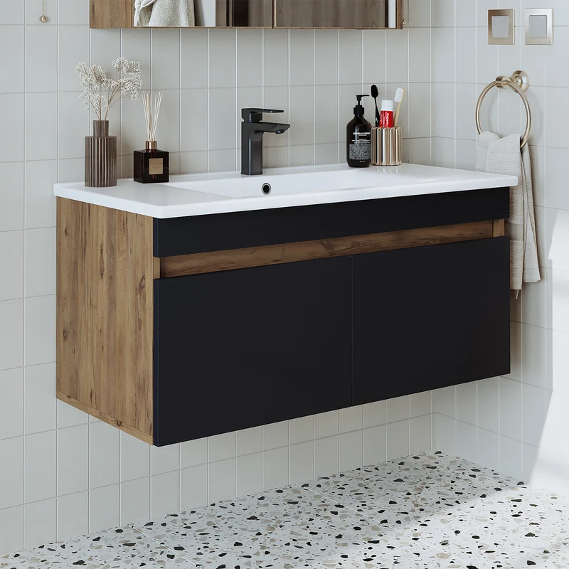 Roomart 4-delige badkamermeubelset ATRIA, 100 cm, met spiegelkast en kolomkast, in 4 kleuren