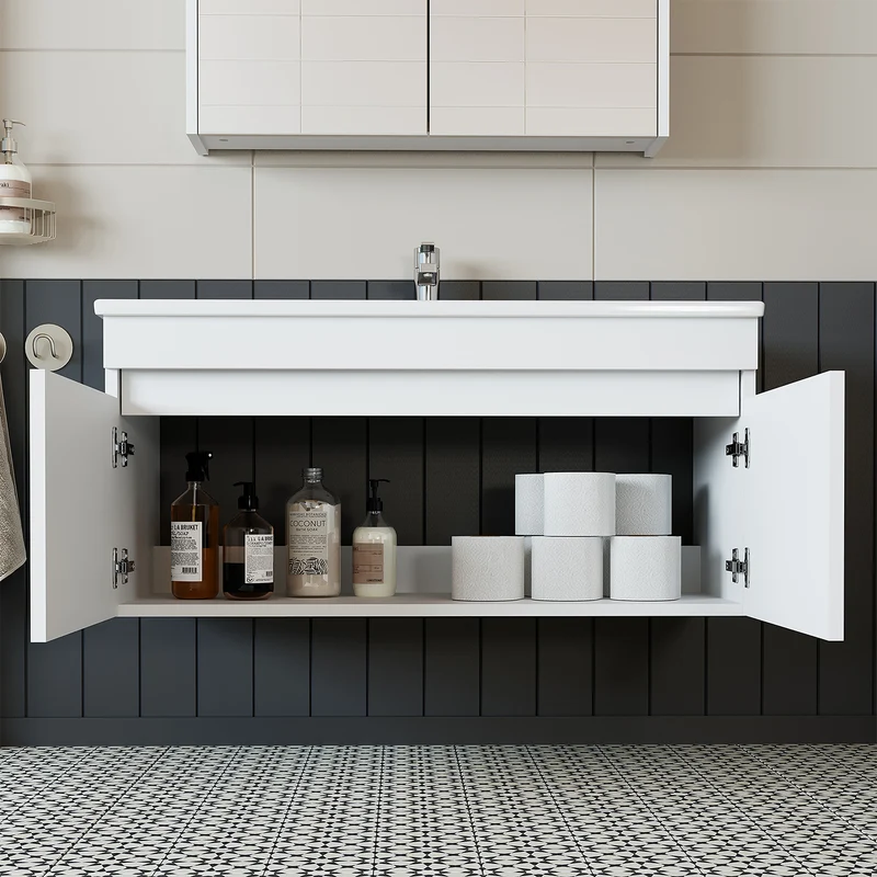 Roomart 4-delige badkamermeubelset ATRIA, 100 cm, met spiegelkast en kolomkast, in 4 kleuren