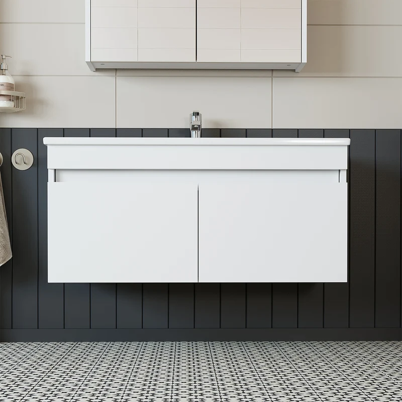 Roomart 4-delige badkamermeubelset ATRIA, 100 cm, met spiegelkast en kolomkast, in 4 kleuren