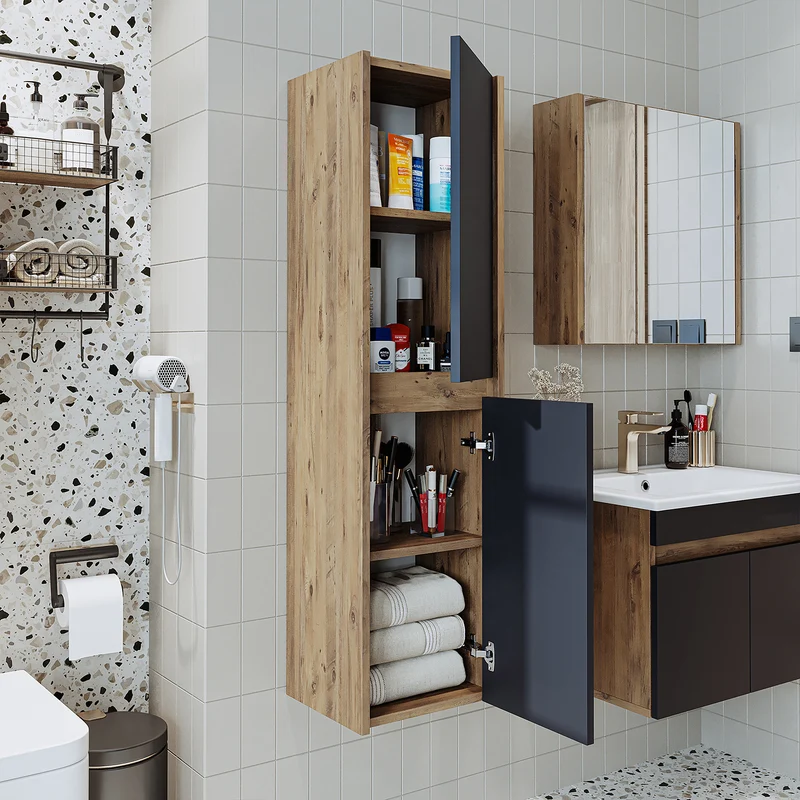 Roomart 4-delige badkamermeubelset ATRIA, 100 cm, met spiegelkast en kolomkast, in 4 kleuren