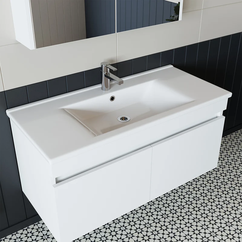 Roomart 4-delige badkamermeubelset ATRIA, 100 cm, met spiegelkast en kolomkast, in 4 kleuren