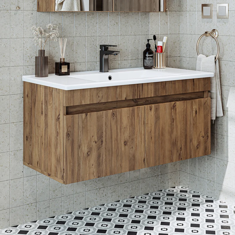 Roomart 4-delige badkamermeubelset ATRIA, 100 cm, met spiegelkast en kolomkast, in 4 kleuren