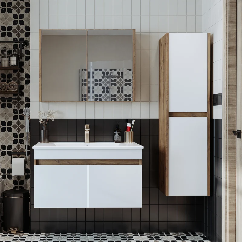 Roomart 4-delige badkamermeubelset ATRIA, 85 cm, met spiegelkast en kolomkast, in 4 kleuren