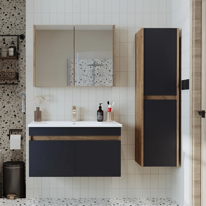 Roomart 4-delige badkamermeubelset ATRIA, 85 cm, met spiegelkast en kolomkast, in 4 kleuren