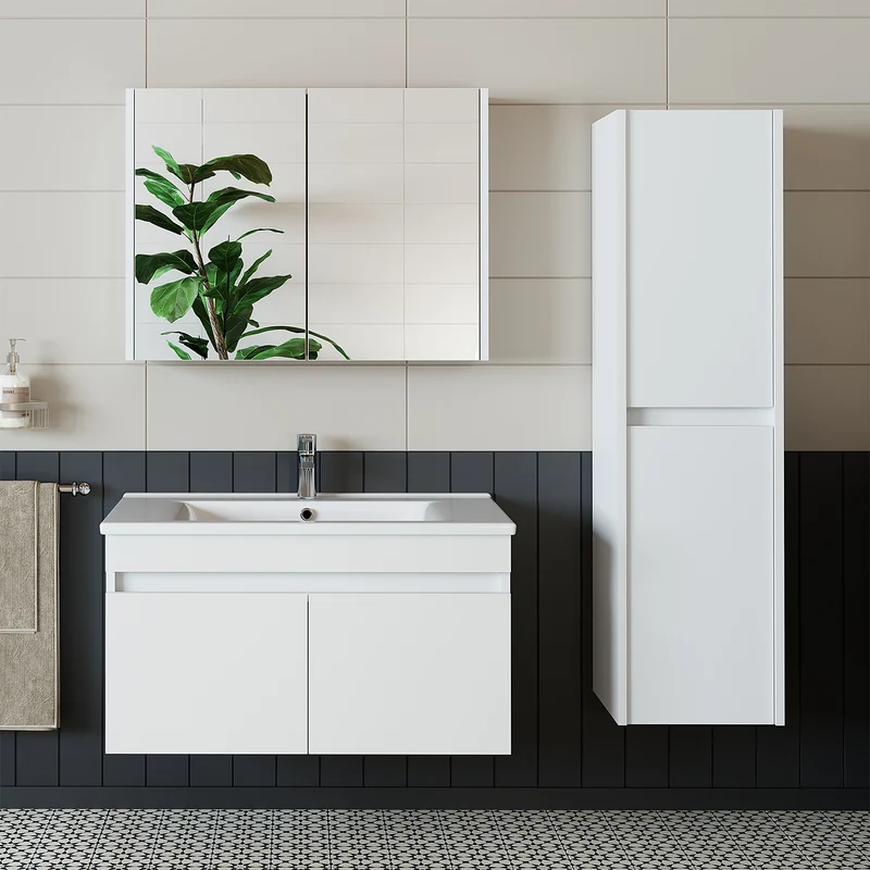 Roomart 4-delige badkamermeubelset ATRIA, 85 cm, met spiegelkast en kolomkast, in 4 kleuren