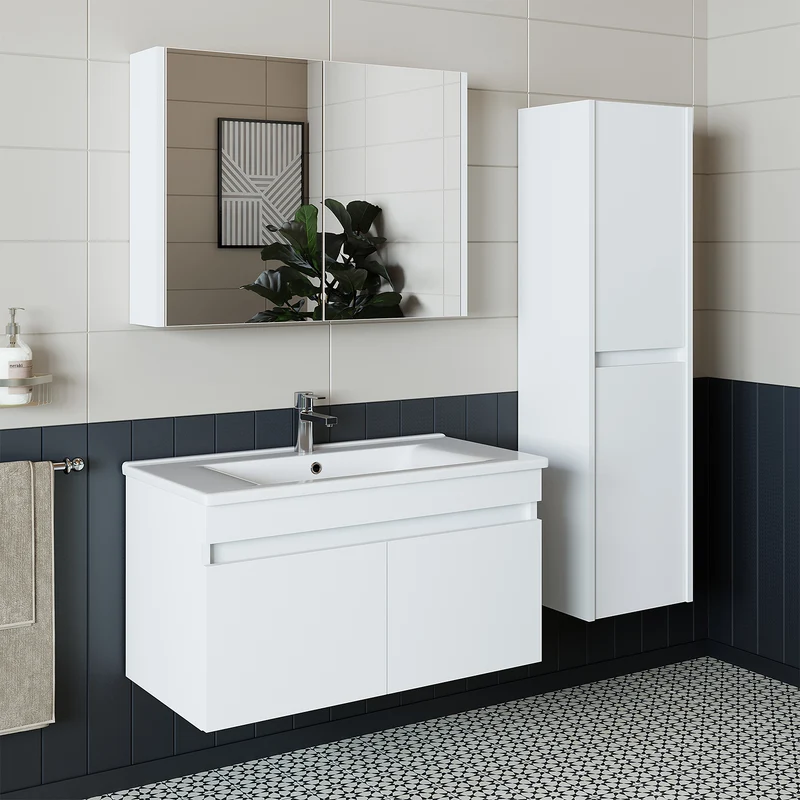 Roomart 4-delige badkamermeubelset ATRIA, 85 cm, met spiegelkast en kolomkast, in 4 kleuren