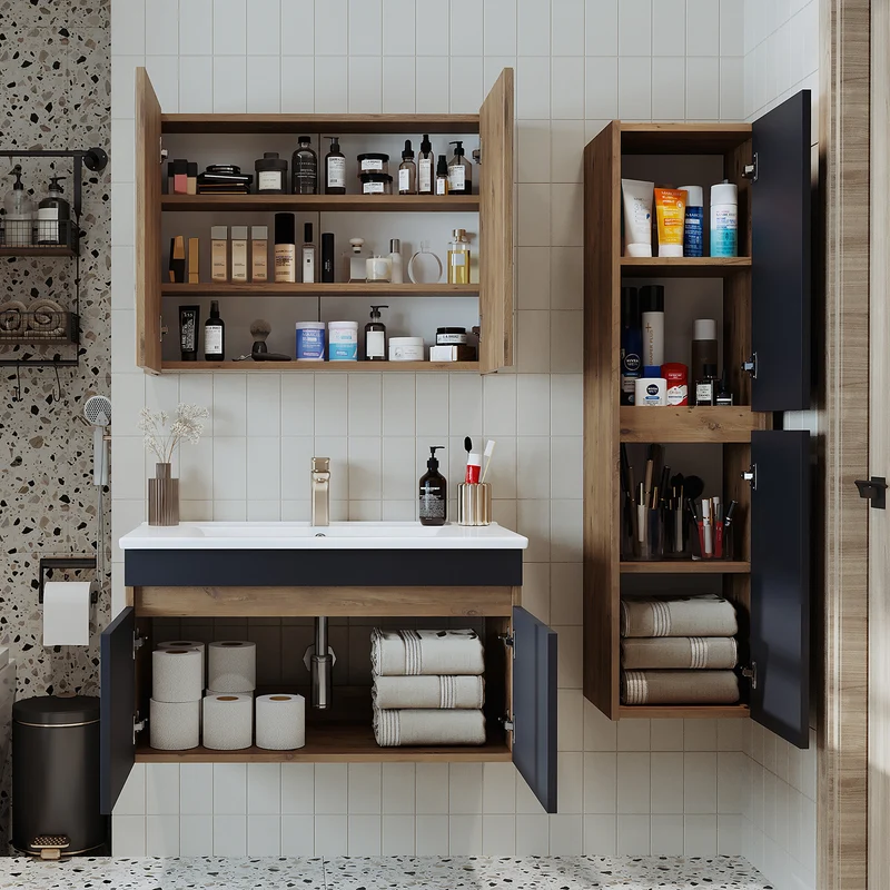 Roomart 4-delige badkamermeubelset ATRIA, 85 cm, met spiegelkast en kolomkast, in 4 kleuren