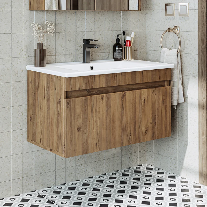 Roomart 4-delige badkamermeubelset ATRIA, 85 cm, met spiegelkast en kolomkast, in 4 kleuren