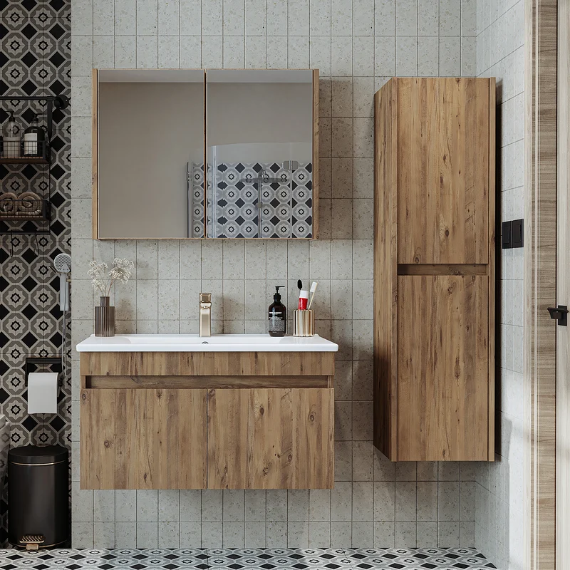Roomart 4-delige badkamermeubelset ATRIA, 85 cm, met spiegelkast en kolomkast, in 4 kleuren