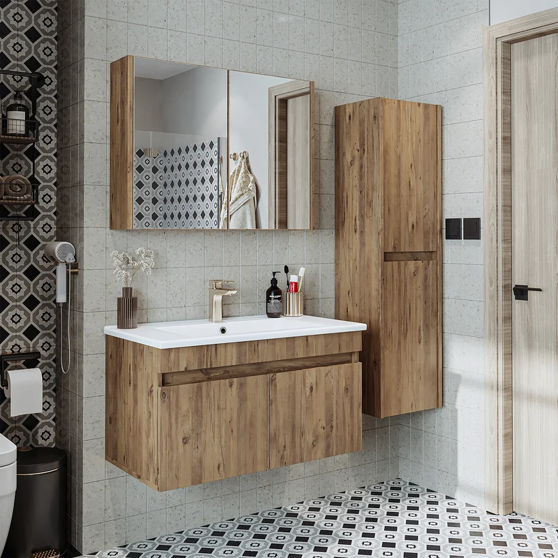 Roomart 4-delige badkamermeubelset ATRIA, 85 cm, met spiegelkast en kolomkast, in 4 kleuren
