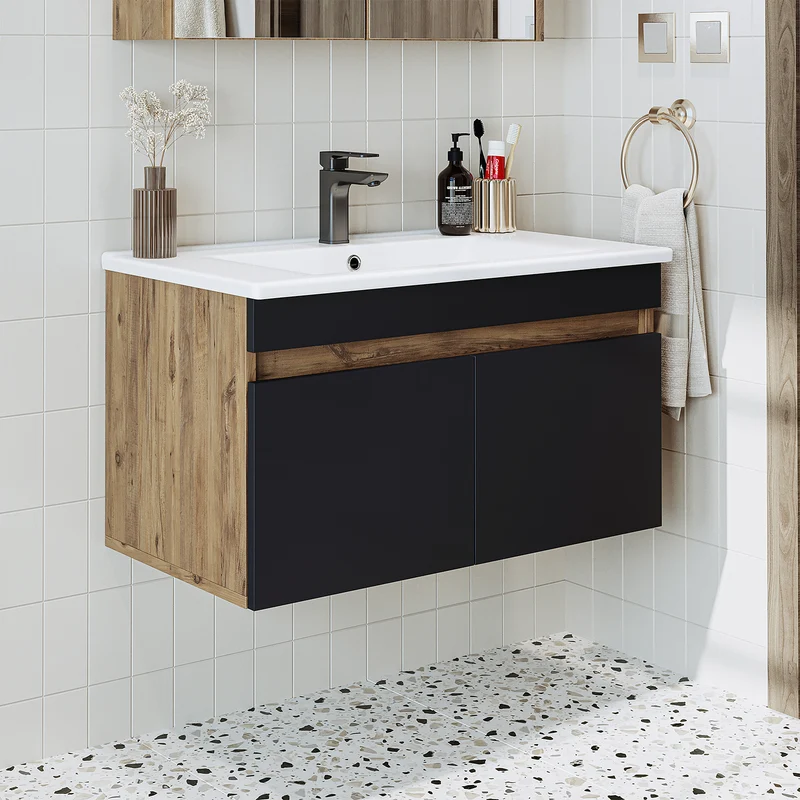 Roomart 4-delige badkamermeubelset ATRIA, 85 cm, met spiegelkast en kolomkast, in 4 kleuren