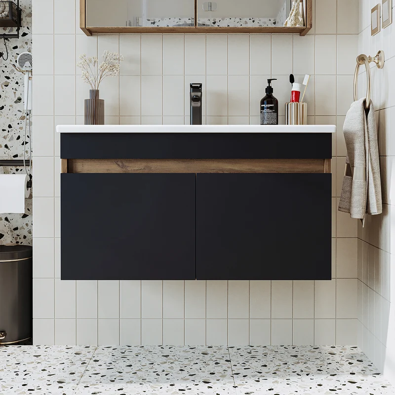 Roomart 4-delige badkamermeubelset ATRIA, 85 cm, met spiegelkast en kolomkast, in 4 kleuren