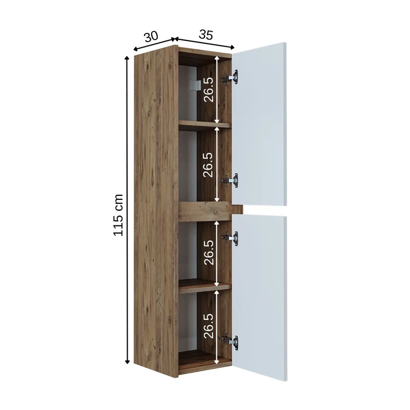 Roomart 4-teiliges Badmöbel-Set ATRIA, 65 cm, mit Spiegelschrank und Hochschrank, in 4 Farben