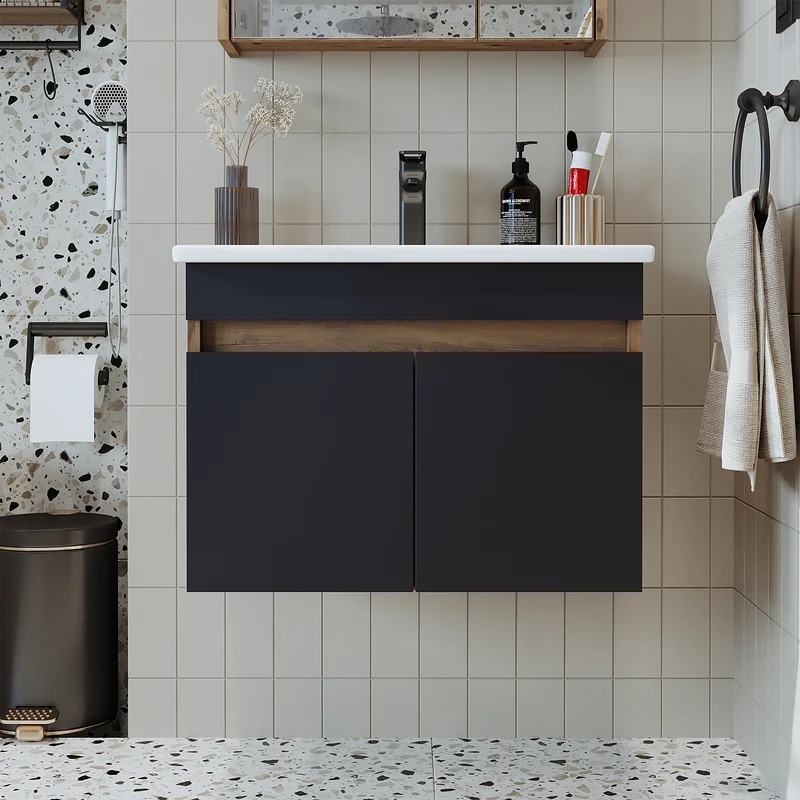 Roomart 4-teiliges Badmöbel-Set ATRIA, 65 cm, mit Spiegelschrank und Hochschrank, in 4 Farben