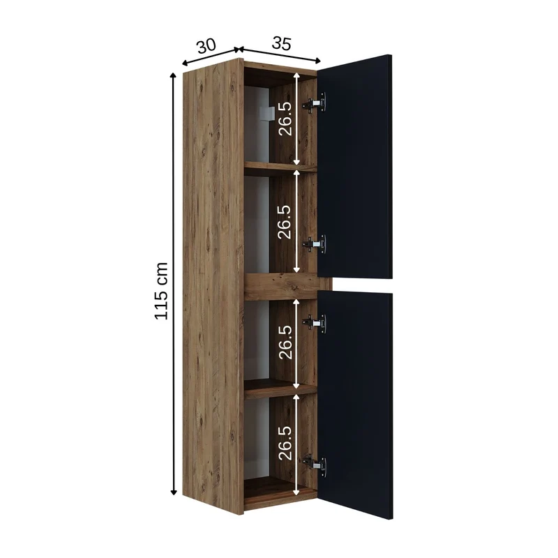 Roomart 4-teiliges Badmöbel-Set ATRIA, 65 cm, mit Spiegelschrank und Hochschrank, in 4 Farben