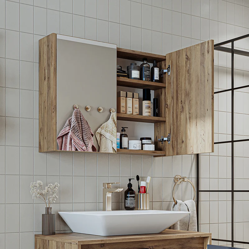 Roomart 4-delige badkamermeubelset ATLANTIC, 100 cm, met spiegelkast en kolomkast, in 5 kleuren