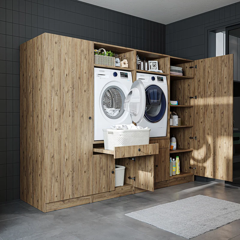 Roomart Waschmaschinenschrank SERIE 1, 254 cm, Schrankwand mit 2 Hochschränken, in 3 Farben