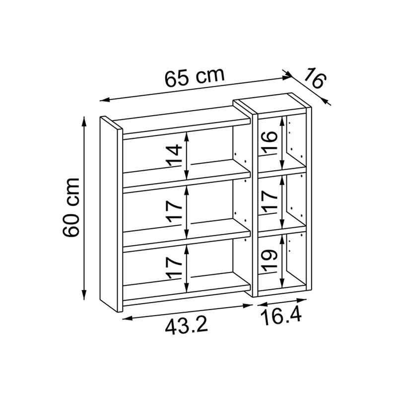 Roomart Spiegelschrank LOTUS, 65 / 75 / 95 cm, mit offenem Regal und Soft-Close, in Eiche