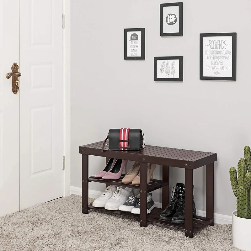 Multifunktions-Bambus-Schuhregal-Bank-Organizer-Regal