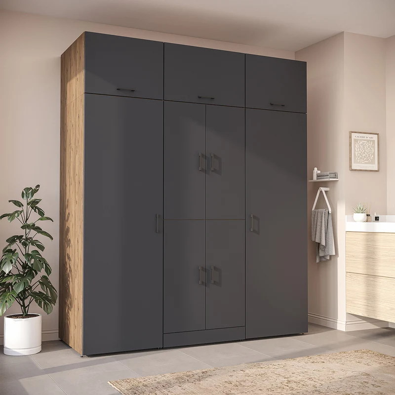 Roomart wasmachinekast DORA-I, 190 cm breed, voor wasmachine en droger met 2 hoge kasten, in 5 kleuren