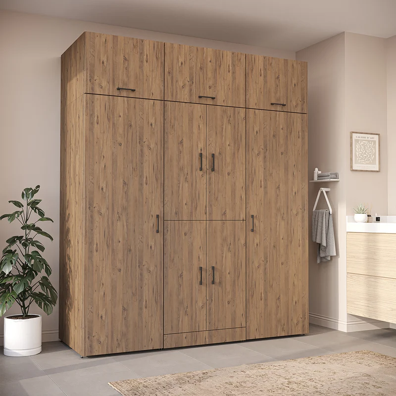 Roomart wasmachinekast DORA-I, 190 cm breed, voor wasmachine en droger met 2 hoge kasten, in 5 kleuren