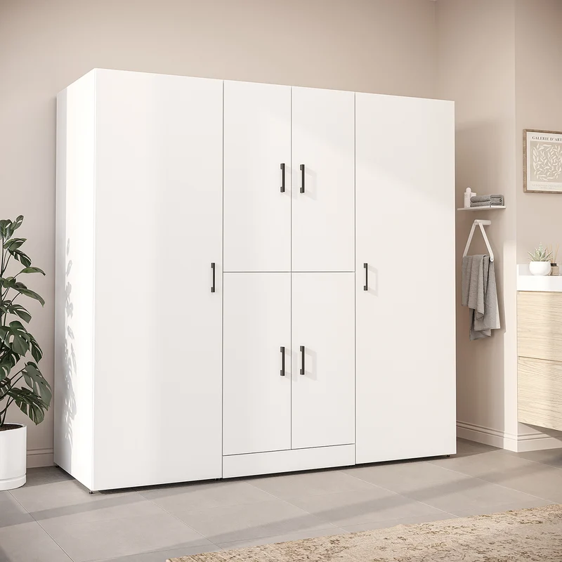 Roomart wasmachinekast DORA-I, 190 cm breed, voor wasmachine en droger met 2 hoge kasten, in 5 kleuren