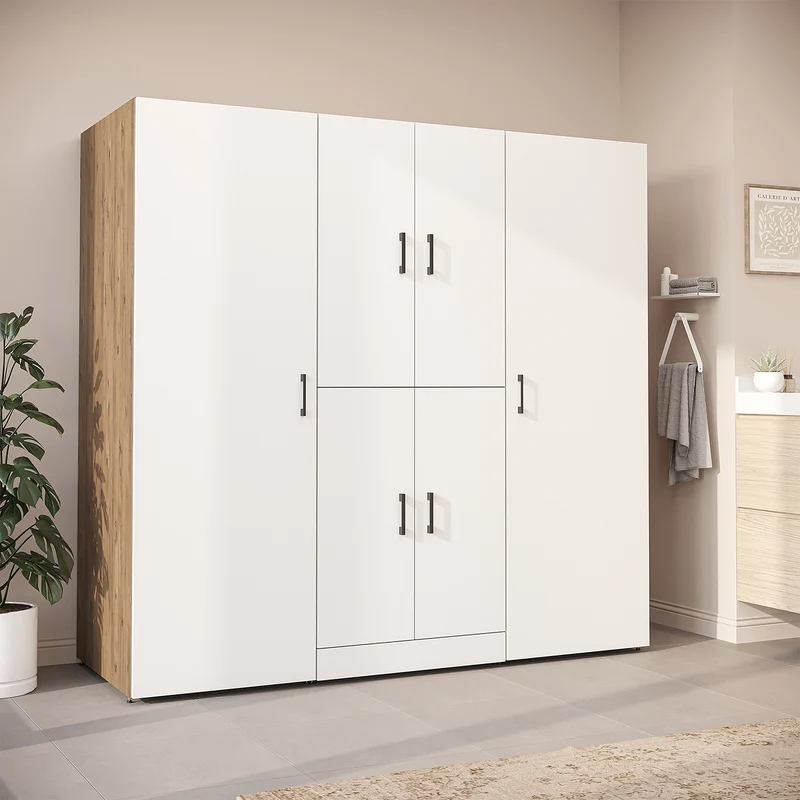 Roomart wasmachinekast DORA-I, 190 cm breed, voor wasmachine en droger met 2 hoge kasten, in 5 kleuren