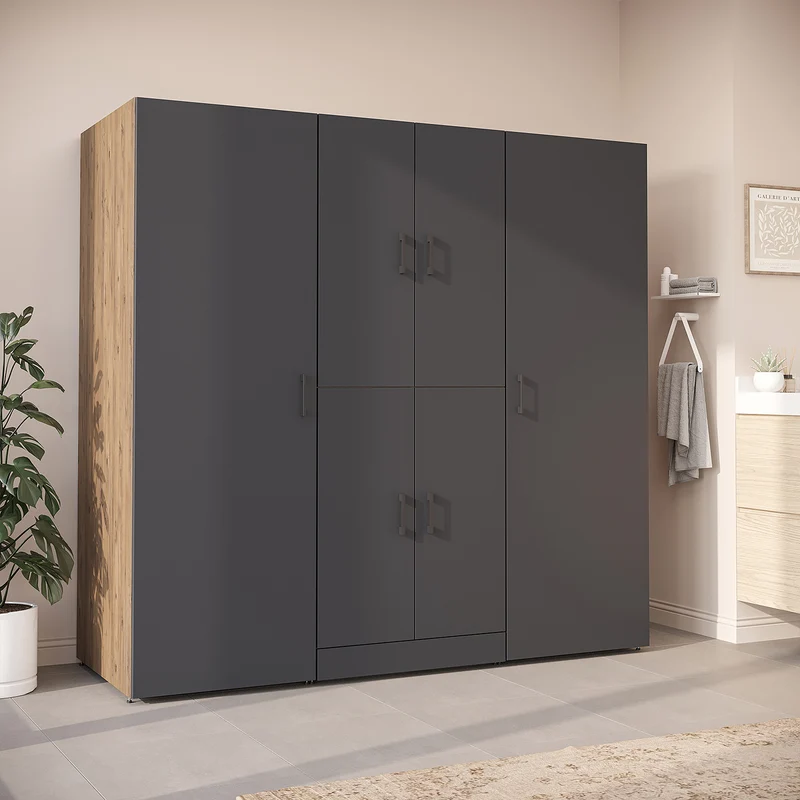 Roomart wasmachinekast DORA-I, 190 cm breed, voor wasmachine en droger met 2 hoge kasten, in 5 kleuren