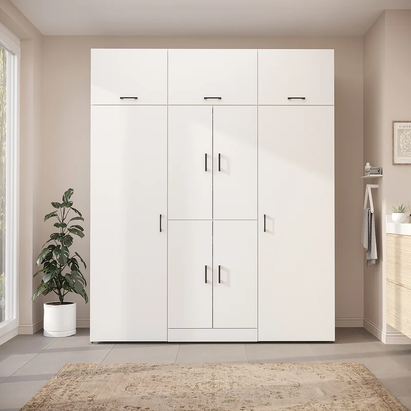 Roomart wasmachinekast DORA-I, 190 cm breed, voor wasmachine en droger met 2 hoge kasten, in 5 kleuren