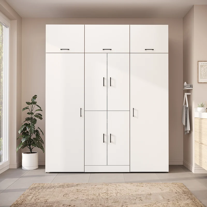 Roomart wasmachinekast DORA-I, 190 cm breed, voor wasmachine en droger met 2 hoge kasten, in 5 kleuren