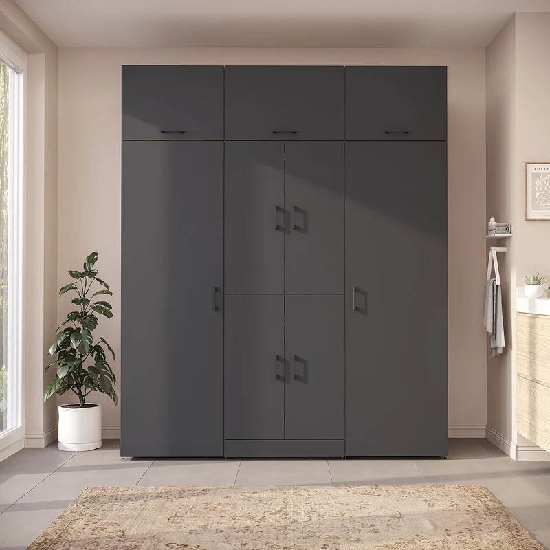 Roomart wasmachinekast DORA-I, 190 cm breed, voor wasmachine en droger met 2 hoge kasten, in 5 kleuren