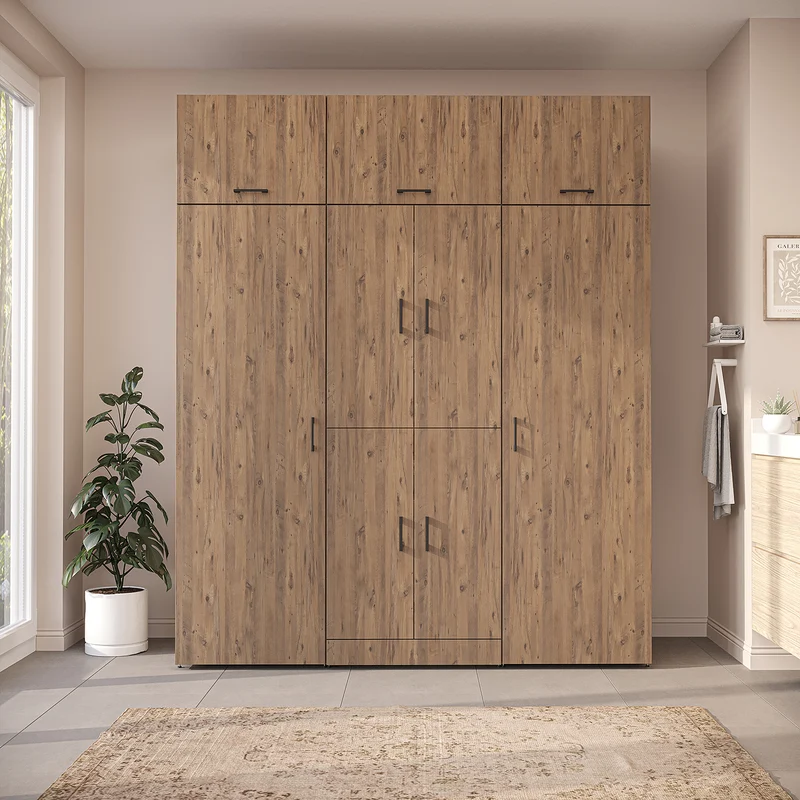 Roomart wasmachinekast DORA-I, 190 cm breed, voor wasmachine en droger met 2 hoge kasten, in 5 kleuren