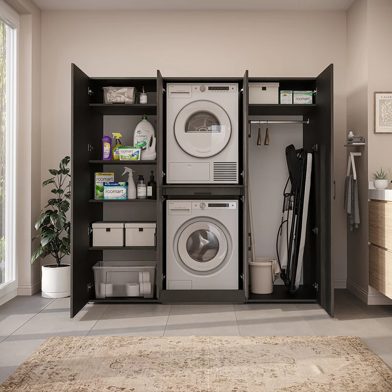 Roomart wasmachinekast DORA-I, 190 cm breed, voor wasmachine en droger met 2 hoge kasten, in 5 kleuren