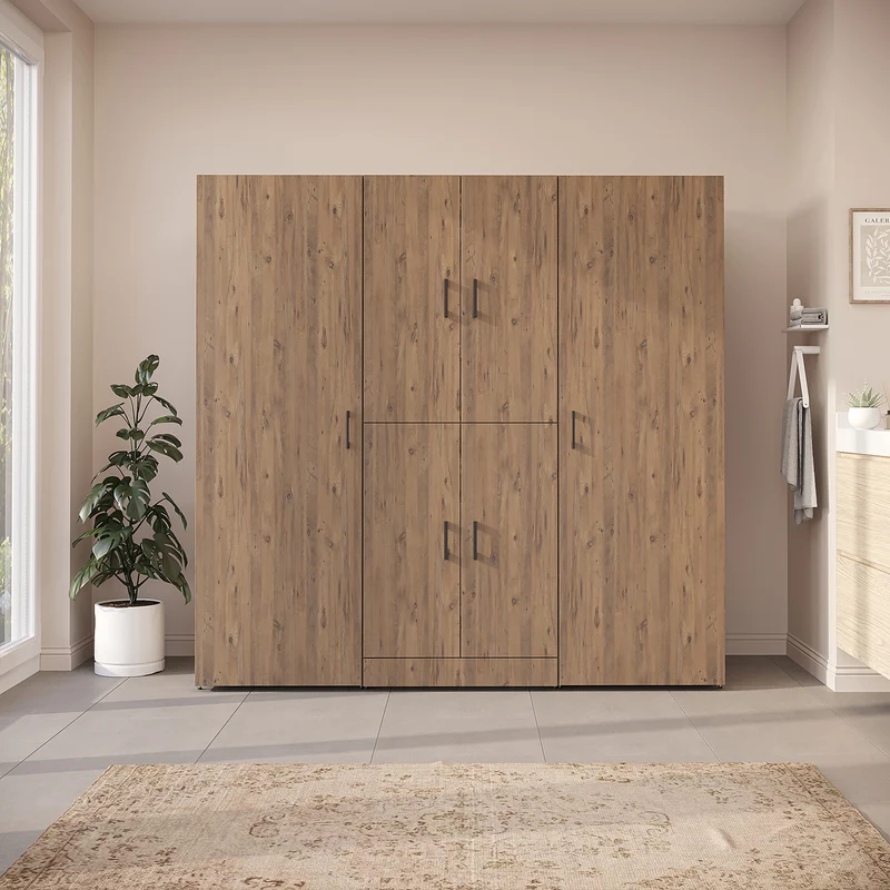 Roomart wasmachinekast DORA-I, 190 cm breed, voor wasmachine en droger met 2 hoge kasten, in 5 kleuren