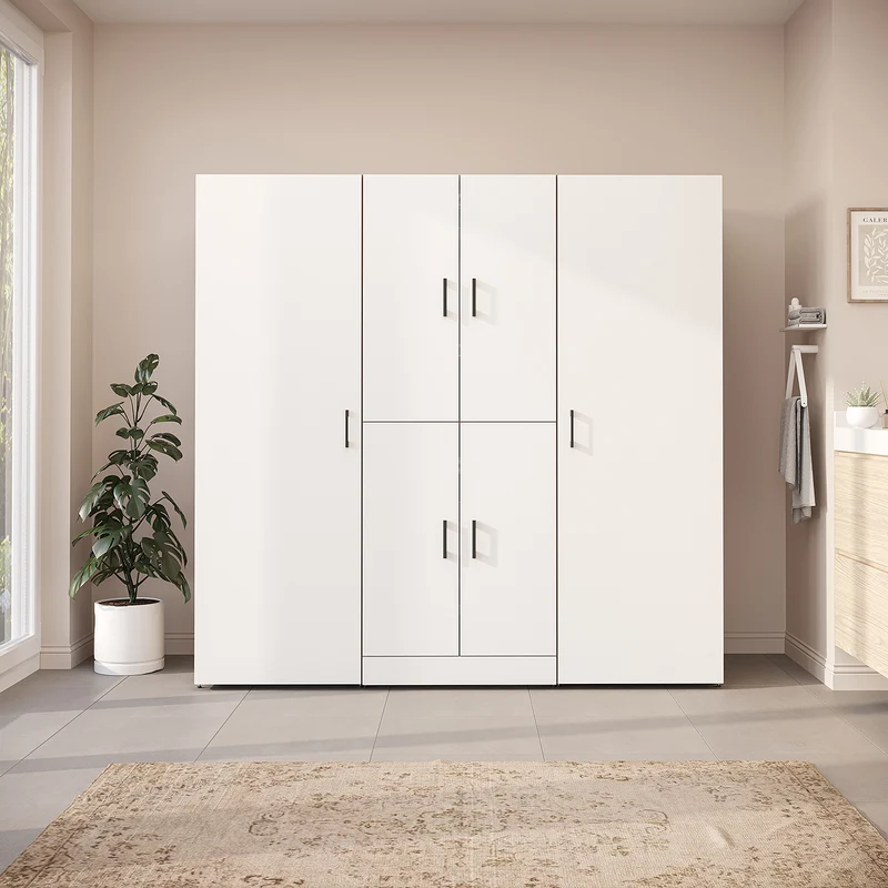 Roomart wasmachinekast DORA-I, 190 cm breed, voor wasmachine en droger met 2 hoge kasten, in 5 kleuren
