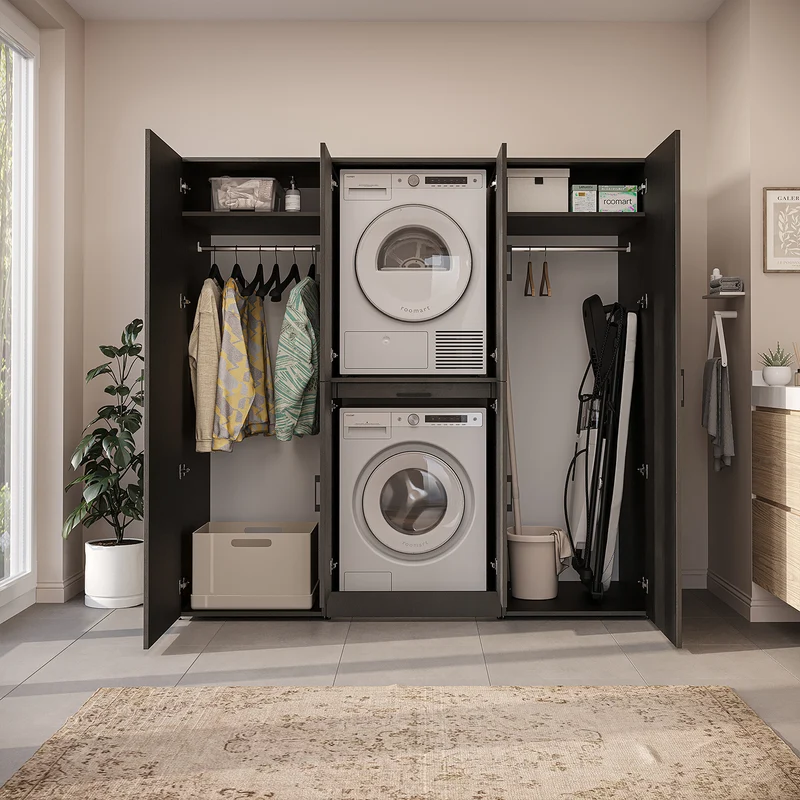 Roomart wasmachinekast DORA-I, 190 cm breed, voor wasmachine en droger met 2 hoge kasten, in 5 kleuren