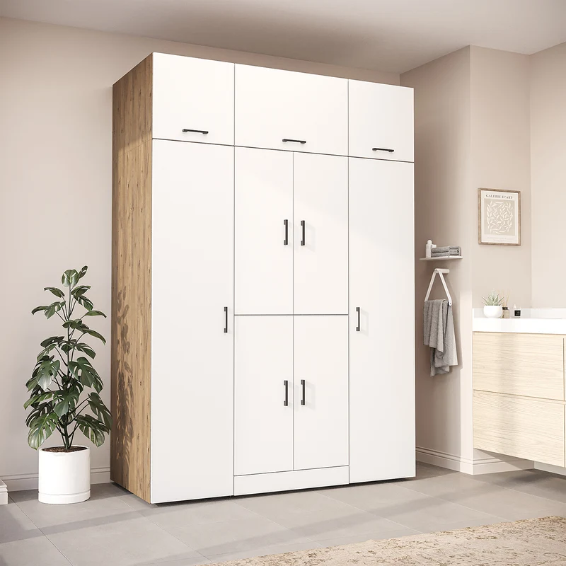 Roomart wasmachinekast DORA-I, 160 cm breed, voor wasmachine en droger met 2 hoge kasten, in 5 kleuren