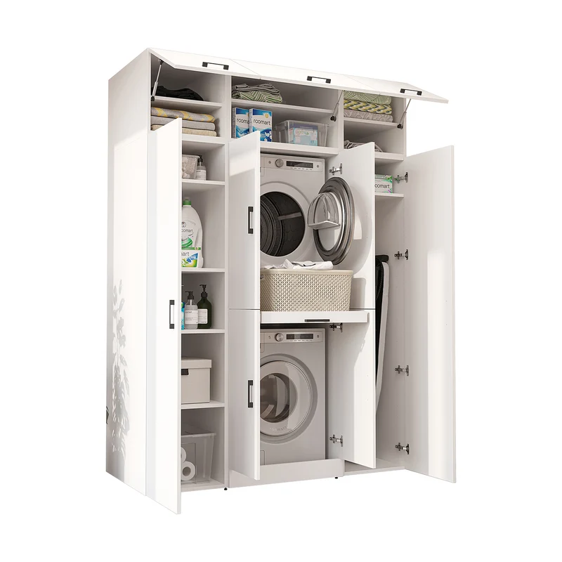 Roomart wasmachinekast DORA-I, 160 cm breed, voor wasmachine en droger met 2 hoge kasten, in 5 kleuren