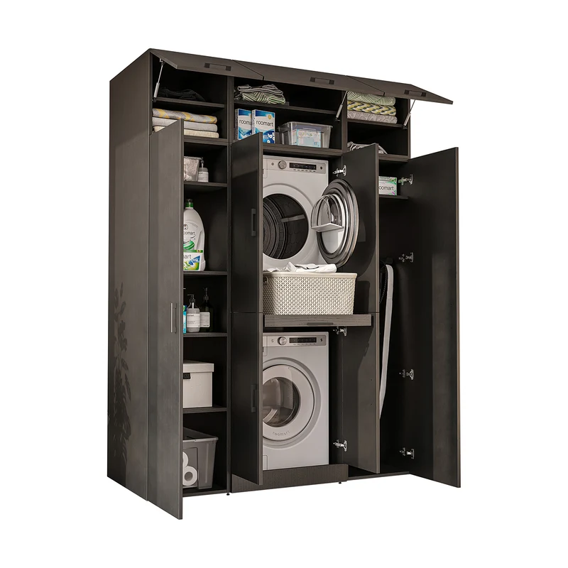 Roomart wasmachinekast DORA-I, 160 cm breed, voor wasmachine en droger met 2 hoge kasten, in 5 kleuren