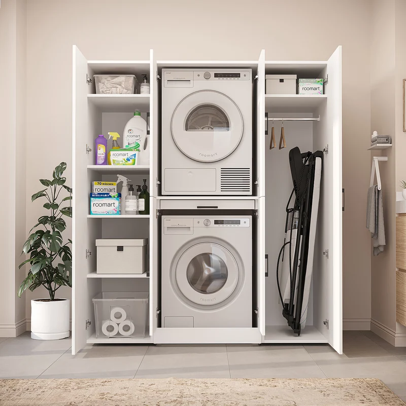 Roomart wasmachinekast DORA-I, 160 cm breed, voor wasmachine en droger met 2 hoge kasten, in 5 kleuren