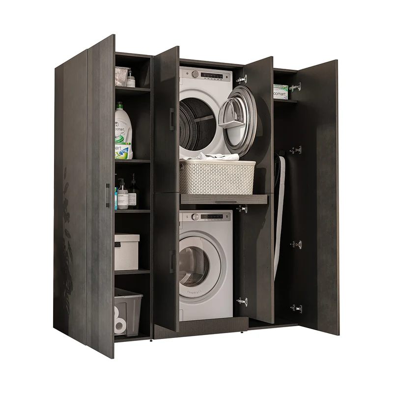 Roomart wasmachinekast DORA-I, 160 cm breed, voor wasmachine en droger met 2 hoge kasten, in 5 kleuren