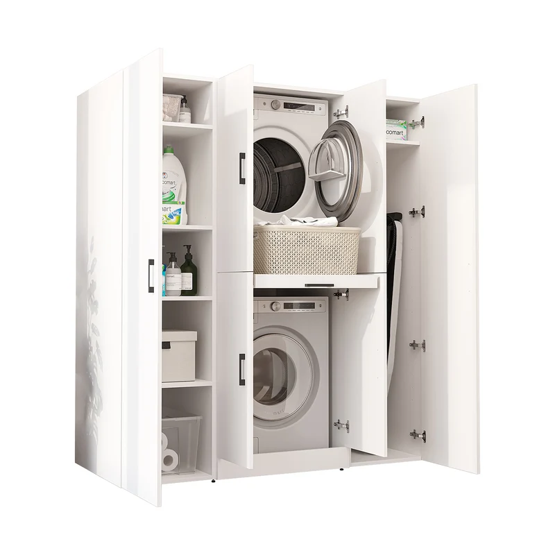 Roomart wasmachinekast DORA-I, 160 cm breed, voor wasmachine en droger met 2 hoge kasten, in 5 kleuren